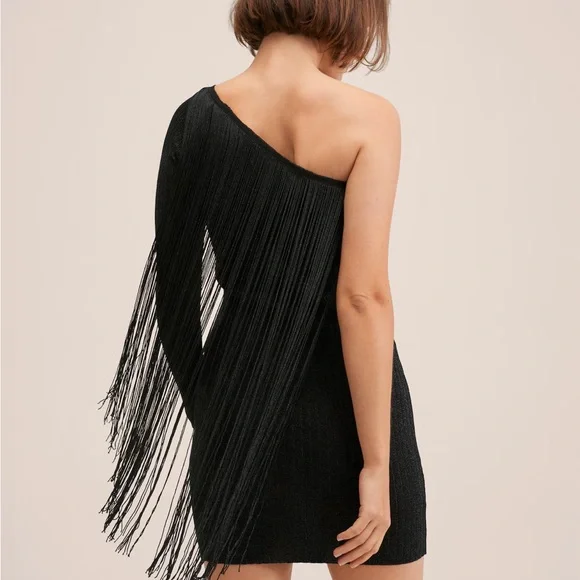 Mango Asymmetrical Fringe Dress - Size M - Picture 3 of 9